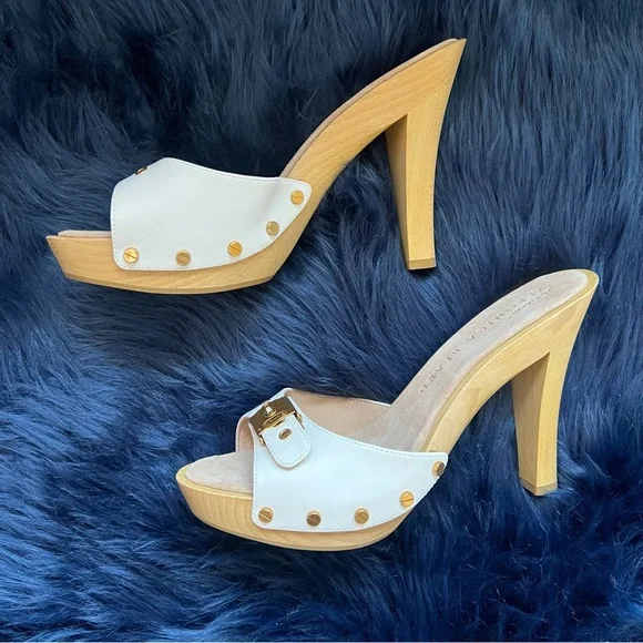 ❤️SOLD❤️ New! VERONICA BEARD x DR. SCHOLL'S Lolli Leather Platform Clogs Sandals - Picture 11 of 16